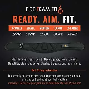 Fire Team Fit Weight Lifting Belt for Men and Women, 6 Inch, Bodybuilding & Fitness Back Support for Cross Training Workout, Squats, Lunges, and Deadlift… (27" - 32" Around Navel, X-Small, Black)