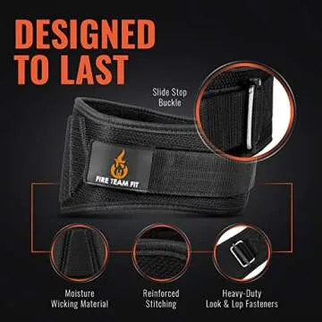 Fire Team Fit Weight Lifting Belt for Men and Women, 6 Inch, Bodybuilding & Fitness Back Support for Cross Training Workout, Squats, Lunges, and Deadlift… (27" - 32" Around Navel, X-Small, Black)