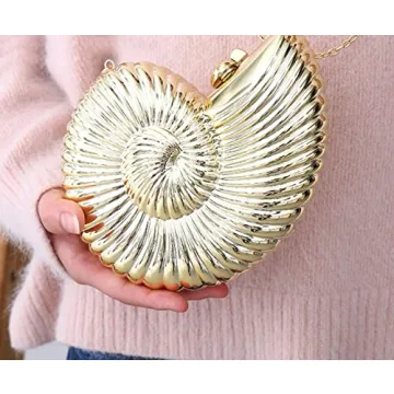 TOKYO-T Gold Seashell Clutch for Elegant Events