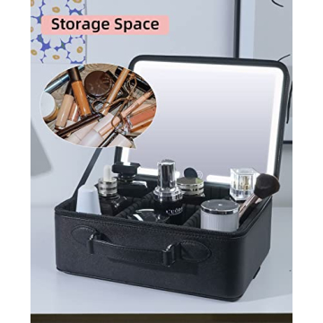 FASCINATE Makeup Case Lighted Mirror Organizer for Travel