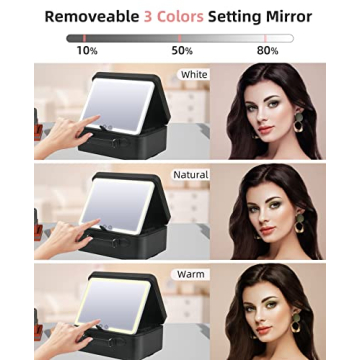 FASCINATE Makeup Case Lighted Mirror Organizer for Travel