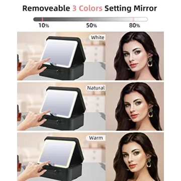 FASCINATE Makeup Case Lighted Mirror Organizer for Travel