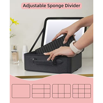 FASCINATE Makeup Case Lighted Mirror Organizer for Travel