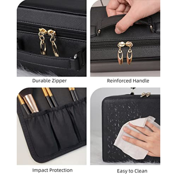 FASCINATE Makeup Case Lighted Mirror Organizer for Travel