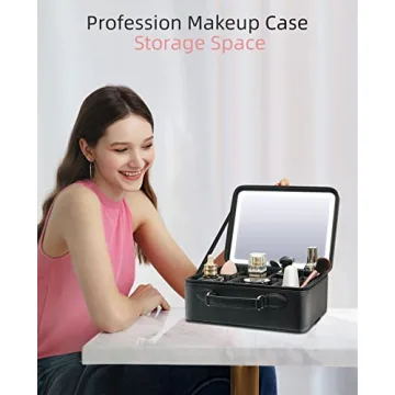 FASCINATE Makeup Case Lighted Mirror Organizer for Travel