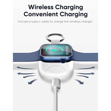 VACOOR Portable Charger for Apple Watch, 1000mAh Magnetic Keychain Wireless Power Bank Watch Charger for iWatch with 4 LED Indicators, Apple Watch Accessories Compatible for All Apple Watch Series