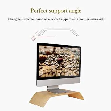 SAMDI Monitor Stand, Wooden Computer Monitor Stand,ooden Storage Organizer for Laptop, Computer, iMac, Laptop, Desk with Tablet (White)