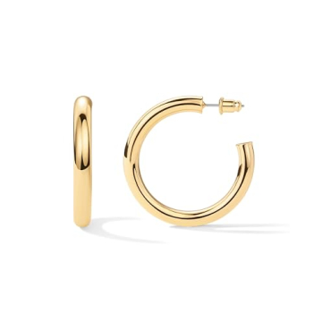 PAVOI Gold Plated Chunky Hoop Earrings for Comfort and Style