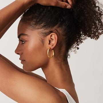 PAVOI Gold Plated Chunky Hoop Earrings for Comfort and Style