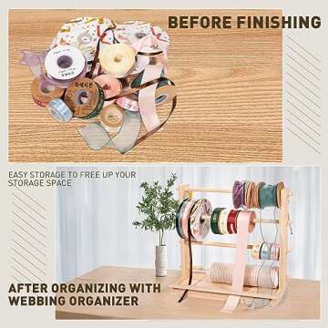 PUNLUXU Ribbon Storage Rack Spool Holder Organizer Sewing Craft Wreath Mesh Crochet Thread Tulle Rol...