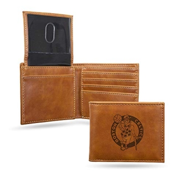 Rico Industries Laser Engraved Boston Celtics Brown Billfold Wallet