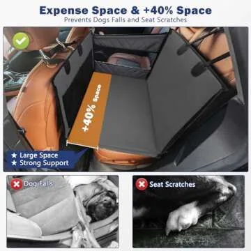 MIXJOY Dog Car Seat For Large Medium Dogs, Back Seat Extender for Dogs, Waterproof Dog Carseat, Dog Car Seat Medium Sized Dog, Car Hammock for Dogs-Storage Pocket, Pet Seat Cover for Cars/SUV/Truck(L)