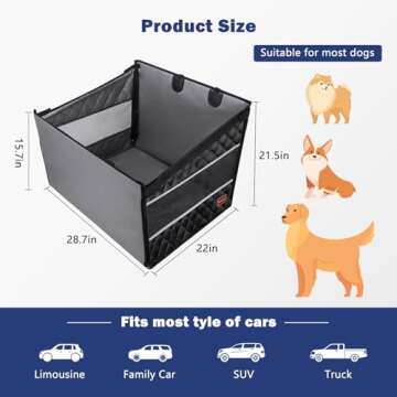 MIXJOY Dog Car Seat For Large Medium Dogs, Back Seat Extender for Dogs, Waterproof Dog Carseat, Dog Car Seat Medium Sized Dog, Car Hammock for Dogs-Storage Pocket, Pet Seat Cover for Cars/SUV/Truck(L)