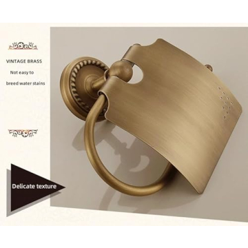Vintage Brass Bathroom Toilet Paper Holder with Cover