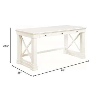 Coaster Furniture Johansson Modern Wood 3 Drawer Home Office Writing Desk with X Base White 801381