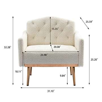 KINFFICT Modern Accent Chair, Upholstered Single Sofa Arm Chair for Living Room and Bedroom, Comfy A...