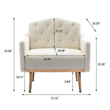 KINFFICT Modern Accent Chair, Upholstered Single Sofa Arm Chair for Living Room and Bedroom, Comfy A...