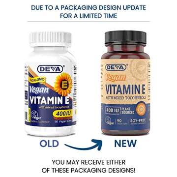 DEVA Vegan Vitamins Natural Vitamin E 400IU with Mixed Tocopherols - Antioxidant, Immune Support & S...