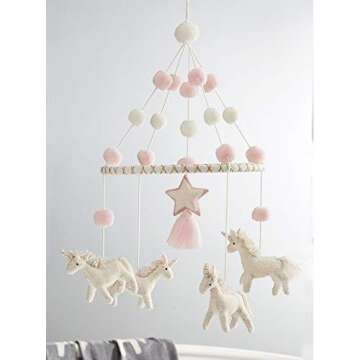 Mud Pie Nursery Baby Crib Mobile, Unicorn, Pink, One Size
