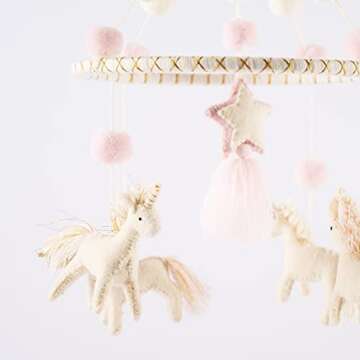 Mud Pie Nursery Baby Crib Mobile, Unicorn, Pink, One Size