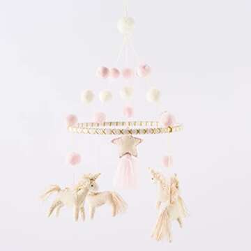Mud Pie Nursery Baby Crib Mobile, Unicorn, Pink, One Size
