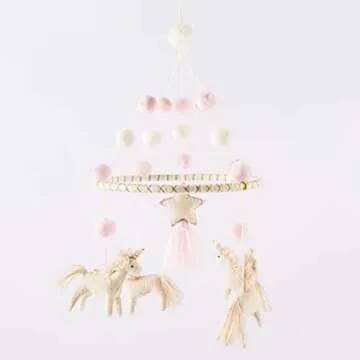 Mud Pie Nursery Baby Crib Mobile, Unicorn, Pink, One Size