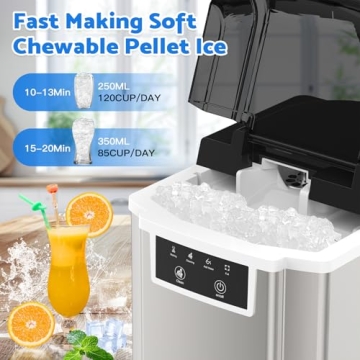 Portable Countertop Ice Maker – 38Lbs Nugget Ice, Easy Control