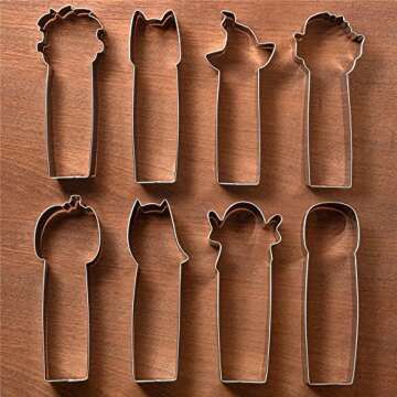 KENIAO Halloween Coffee Stick Cookie Cutter Set, 8 Pcs, Stainless Steel