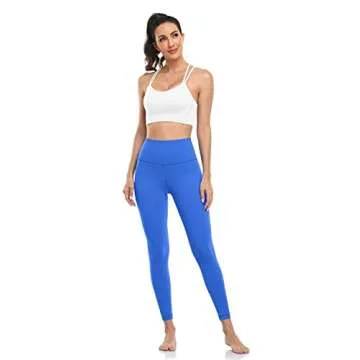 HeyNuts Pure&Plain 7/8 High Waisted Leggings for Women, Athletic Compression Tummy Control Workout Yoga Pants 25'' Dazzling Blue XS(0/2)