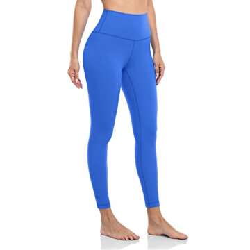 HeyNuts Pure&Plain 7/8 High Waisted Leggings for Women, Athletic Compression Tummy Control Workout Yoga Pants 25'' Dazzling Blue XS(0/2)