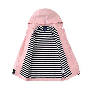 Hiheart Girls&Boys Waterproof Hooded Jackets Cotton Lined Rain Jackets Pink 10-12