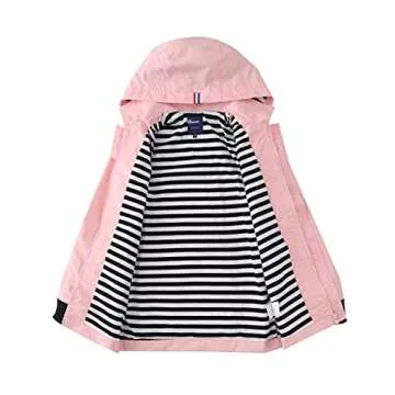 Hiheart Girls&Boys Waterproof Hooded Jackets Cotton Lined Rain Jackets Pink 10-12