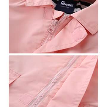 Hiheart Girls&Boys Waterproof Hooded Jackets Cotton Lined Rain Jackets Pink 10-12