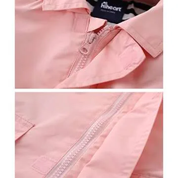 Hiheart Girls&Boys Waterproof Hooded Jackets Cotton Lined Rain Jackets Pink 10-12