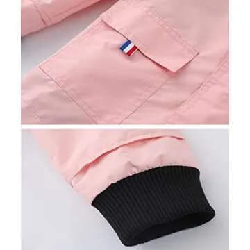 Hiheart Girls&Boys Waterproof Hooded Jackets Cotton Lined Rain Jackets Pink 10-12