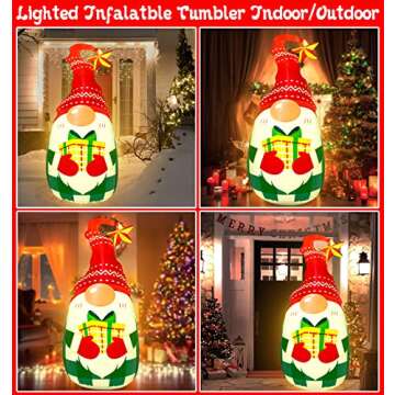 5Ft Lighted Outdoor Christmas Decorations Inflatables - Blow Up Gnome Tumbler Xmas/Winter Holiday/Ha...