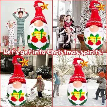 5Ft Lighted Outdoor Christmas Decorations Inflatables - Blow Up Gnome Tumbler Xmas/Winter Holiday/Happy New Year 2025 Display Indoor Party Decor Supplies