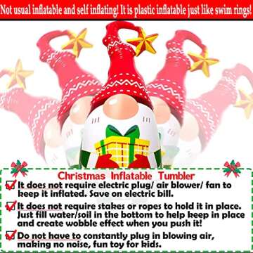 5Ft Lighted Outdoor Christmas Decorations Inflatables - Blow Up Gnome Tumbler Xmas/Winter Holiday/Happy New Year 2025 Display Indoor Party Decor Supplies
