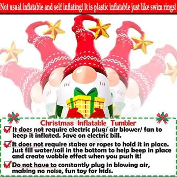 5Ft Lighted Outdoor Christmas Decorations Inflatables - Blow Up Gnome Tumbler Xmas/Winter Holiday/Happy New Year 2025 Display Indoor Party Decor Supplies