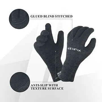 XUKER Water Gloves, 3mm & 6mm Neoprene Five Finger Warm Wetsuit Winter Gloves for Scuba Diving Snorkeling Surfing