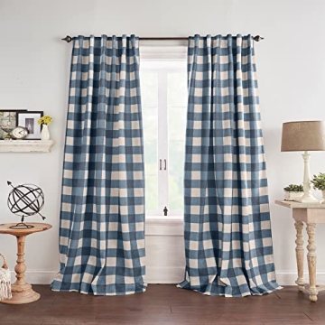 Elrene Home Fashions Grainger Buffalo-Check Blackout Curtain - Elegant Living Room and Bedroom Windo...