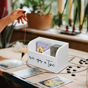 Yoto Card Holder,Wooden Yoto Card Case, Yoto Card Storage Box with Two Compartments, Wood Trading Deck Box Card Storage Box-Designed to Hold Yoto Mini Audio Cards (White, 2 compartments)