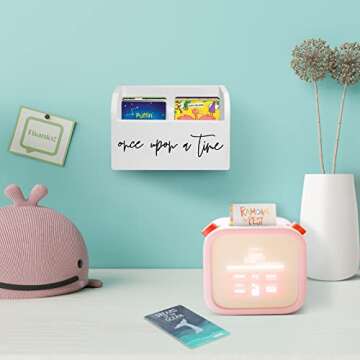 Yoto Card Holder,Wooden Yoto Card Case, Yoto Card Storage Box with Two Compartments, Wood Trading Deck Box Card Storage Box-Designed to Hold Yoto Mini Audio Cards (White, 2 compartments)