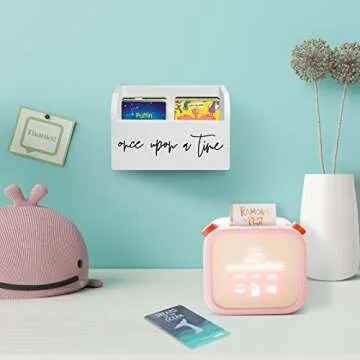 Yoto Card Holder,Wooden Yoto Card Case, Yoto Card Storage Box with Two Compartments, Wood Trading Deck Box Card Storage Box-Designed to Hold Yoto Mini Audio Cards (White, 2 compartments)