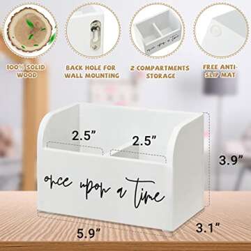 Yoto Card Holder,Wooden Yoto Card Case, Yoto Card Storage Box with Two Compartments, Wood Trading Deck Box Card Storage Box-Designed to Hold Yoto Mini Audio Cards (White, 2 compartments)