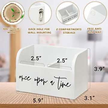 Yoto Card Holder,Wooden Yoto Card Case, Yoto Card Storage Box with Two Compartments, Wood Trading Deck Box Card Storage Box-Designed to Hold Yoto Mini Audio Cards (White, 2 compartments)