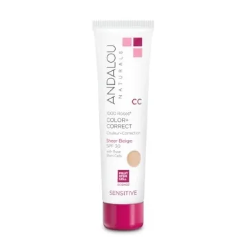 Andalou Naturals 1000 Roses CC Color + Correct with SPF 30, Sheer Beige, 2-in-1 Face Sunscreen + CC ...