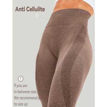 HIGORUN Women Seamless Leggings Smile Contour High Waist Workout Gym Yoga Pants Brown L