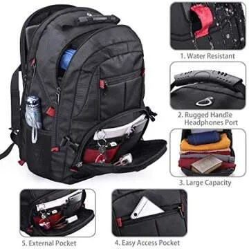 NUBILY 17 Inch Waterproof Laptop Backpack with USB Port