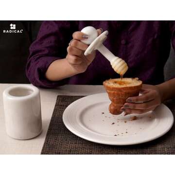 Radicaln Marble Honey Pot 5.5'' Inches White Handmade Honey Jar with Dipper and Lid - Honey Dispenser For Kitchen Tabletop, Mini Honey Jars For Countertop Storage, Honey Dipper & Sugar Dispenser